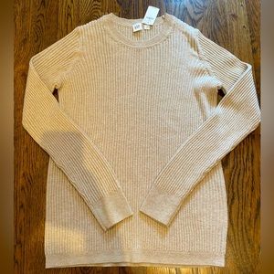 Gap Ribbed Metallic Gold Crew Neck Sweater
